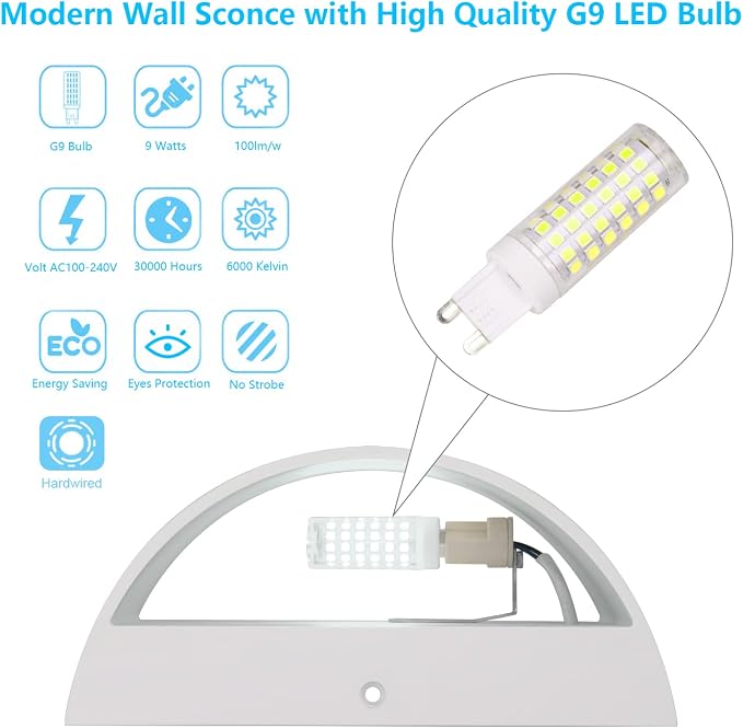 Aipsun Indoor Aluminum Modern LED Wall Sconce Hardwired Interior Wall Lights - Image 7