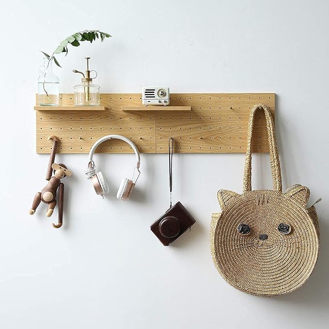 Wooden Pegboard Modular Display Organization Storage Wall Hooks Shelf - Image 3