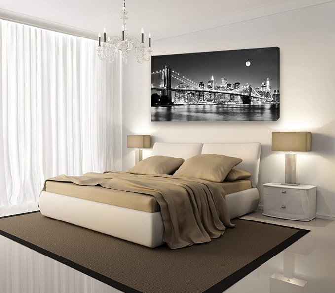 Baisuart-Q30375 Brooklyn Bridge Night View 1 Panels Landscape Artwork Canvas - Image 2