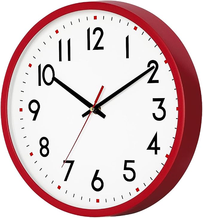 HZDHCLH Wall Clock Red, Silent Wall Clocks Battery Operated 10 Inch Modern Non - Image 7