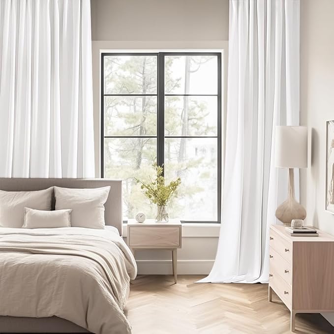 MIULEE Pure White Back Tab Light Blocking Curtains 63 Inch Length 2 Panels Set - Image 2