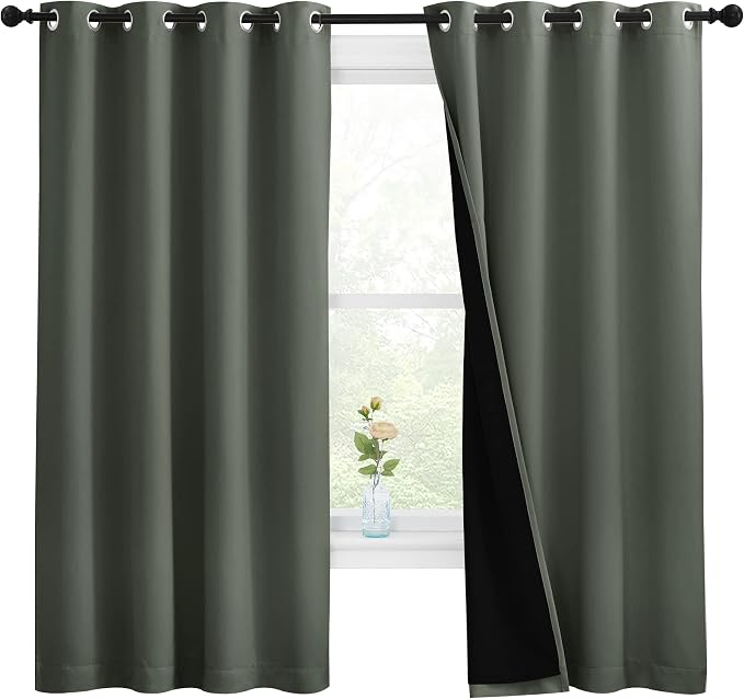 NICETOWN Dark Mallard 100% Blackout Lined Curtains, 2 Thick Layers Completely by NICETOWN