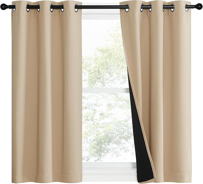NICETOWN Bedroom Full Blackout Curtain Panels, 37 by 50-inch, Biscotti Beige by NICETOWN