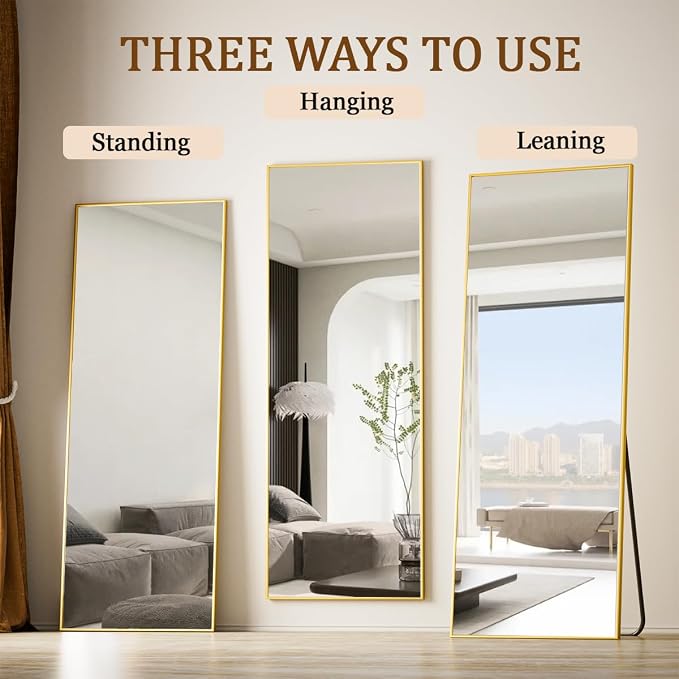 Koonmi 64"x21" Floor Mirror Full Length, Bedroom Floor Body Mirror - Image 4