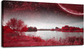 wall art for living room Red Lakes and trees under the starry sky red landscape by MHARTK66