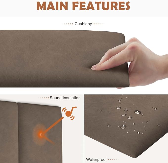 IFNOW Upholstered Wall Mounted Headboard, 3D Peel & Stick Soundproof Wall Panels - Image 4