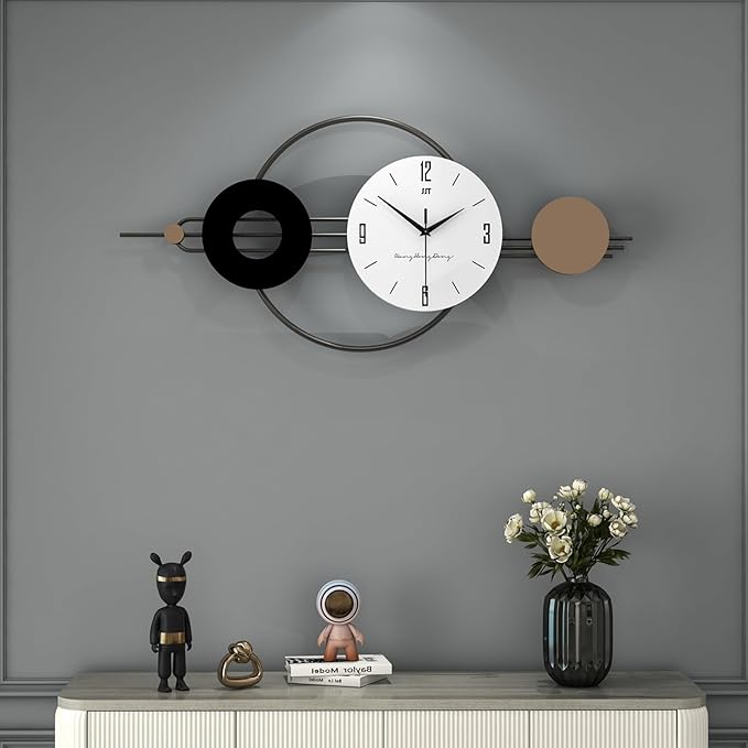 Decorative Wall Clocks for Living Room Decor, Large Modern Metal Wall Clocks by CreativeClock