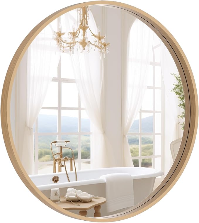 WallBeyond Round Wood Mirror 24 inch Circle Wall Mirror by WallBeyond