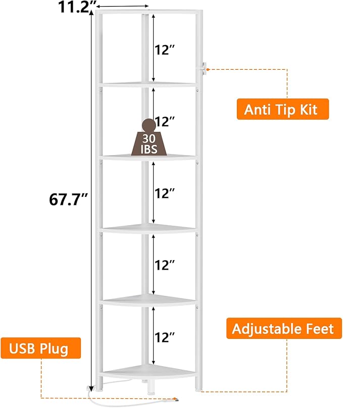 Furnulem 6 Tier Corner Shelf - Image 2