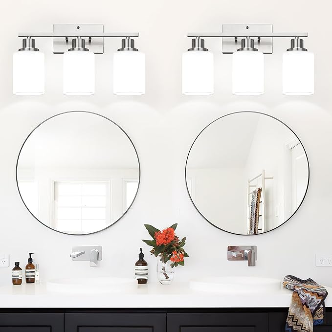 MOKATNG 3-Light Bathroom Light Fixtures, Brushed Nickel Vanity Light - Image 5