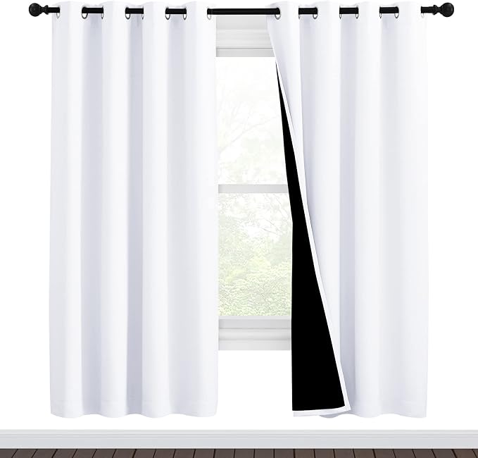 NICETOWN White Blackout Curtains 72 inches Long, Full Light Blocking Drapes by NICETOWN