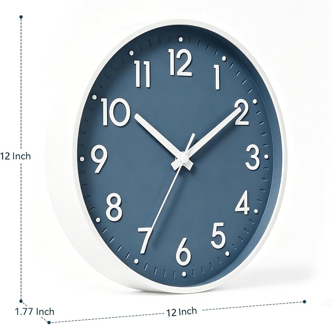 Mosewa Wall Clock 12 Inch, Battery Operated Silent Non-Ticking Modern Analog - Image 3