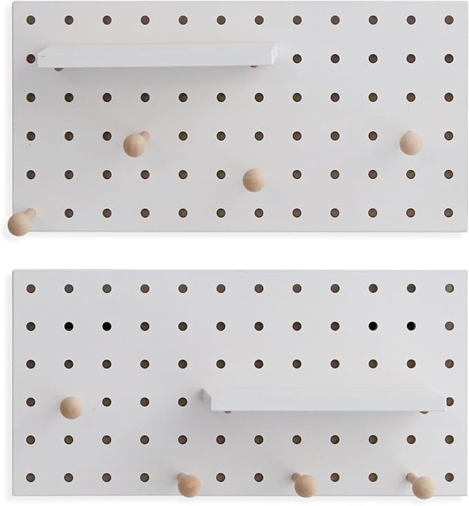 Wooden Pegboard Accessories Set: Modular Wall Hooks & Shelf - Image 2