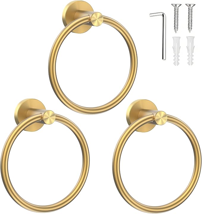 SetSail Towel Holder for Bathroom Wall Screw-in Gold Towel Ring Stainless Steel by SetSail
