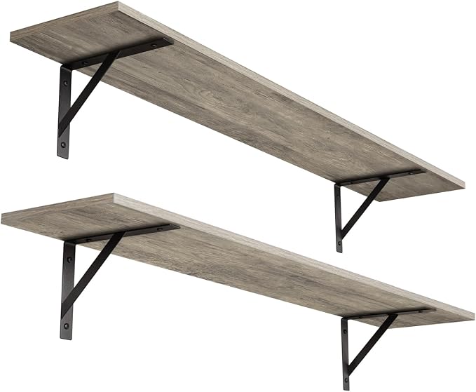 DINZI LVJ Long Wall Shelves, 39.4Inch Wall Mounted Shelves Set of 2, by DINZILVJ