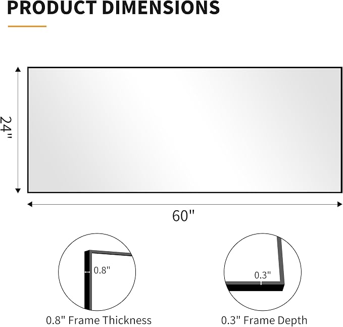 KOCUUY Black Bathroom Mirrors, Oversized Wall Mirror Black Metal Framed Decor - Image 9