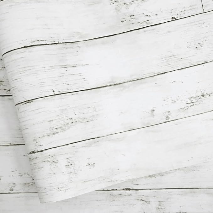 Abyssaly Peel and Stick Wallpaper 511.8"X 17.7" Thickened White Gray Wood by Abyssaly