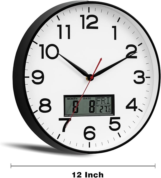 AKCISOT Wall Clock 12 Inch, Non-Ticking Silent Battery Operated Analog - Image 4
