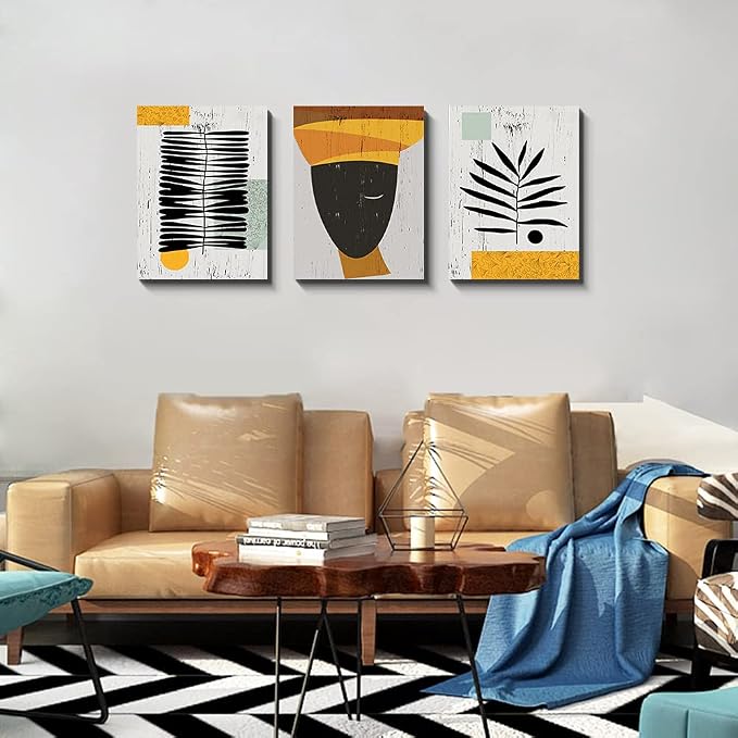 Framed Canvas Wall Art African Ethno Motive Wall Art Set, Abstract Ethno Art - Image 4