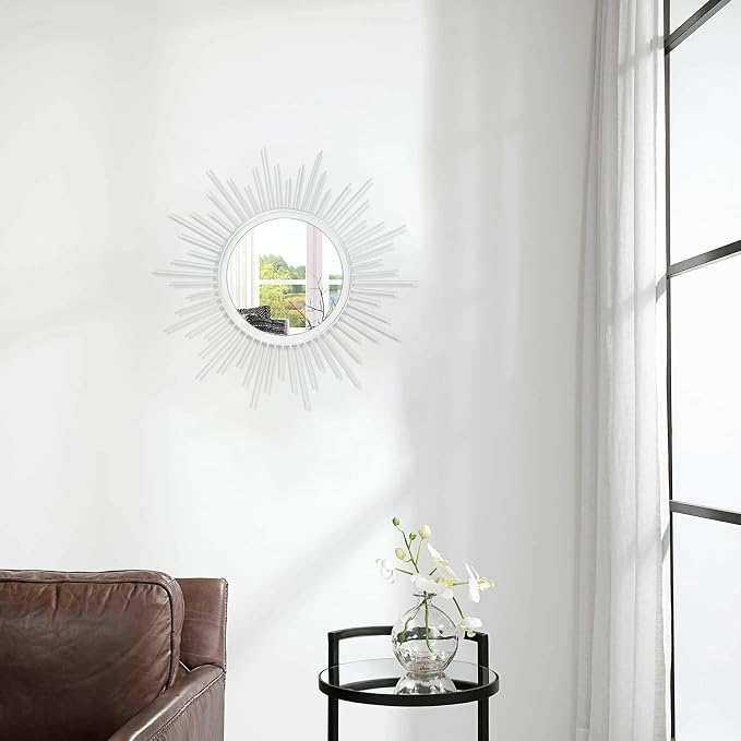 Sunburst Wall Mirror Spoked Home Circle Wall Art Mirror Classic Metal Modern - Image 4