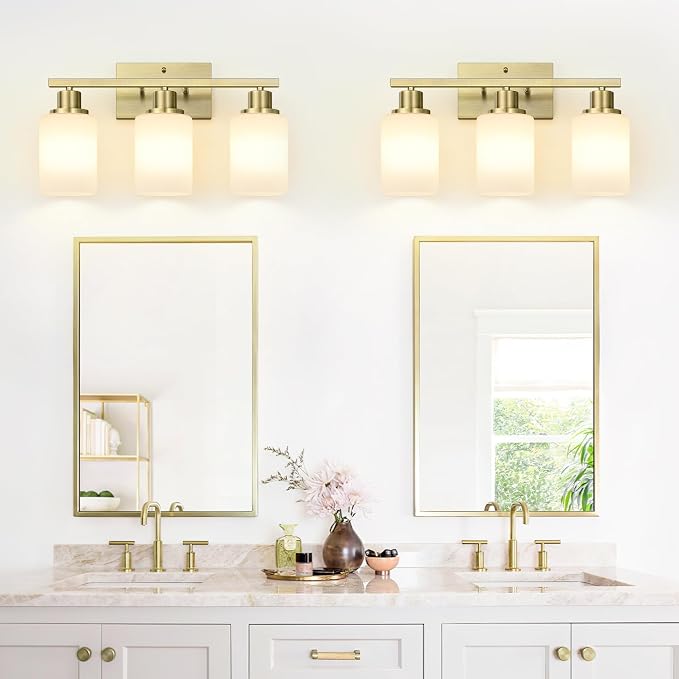 MOKATNG 3-Light Bathroom Light Fixtures, Aged Brass Vanity Light - Image 6