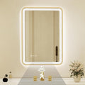 20x28 Inch Gold Framed LED Bathroom Mirror by Unknown