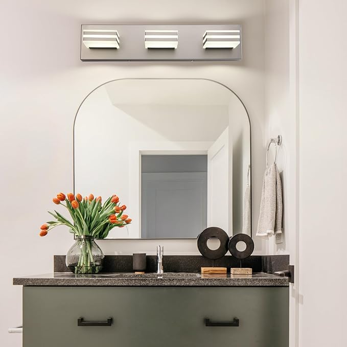 Brushed Nickel Vanity Lights for Bathroom Light Fixtures Adjust 3 Colors Modern - Image 3