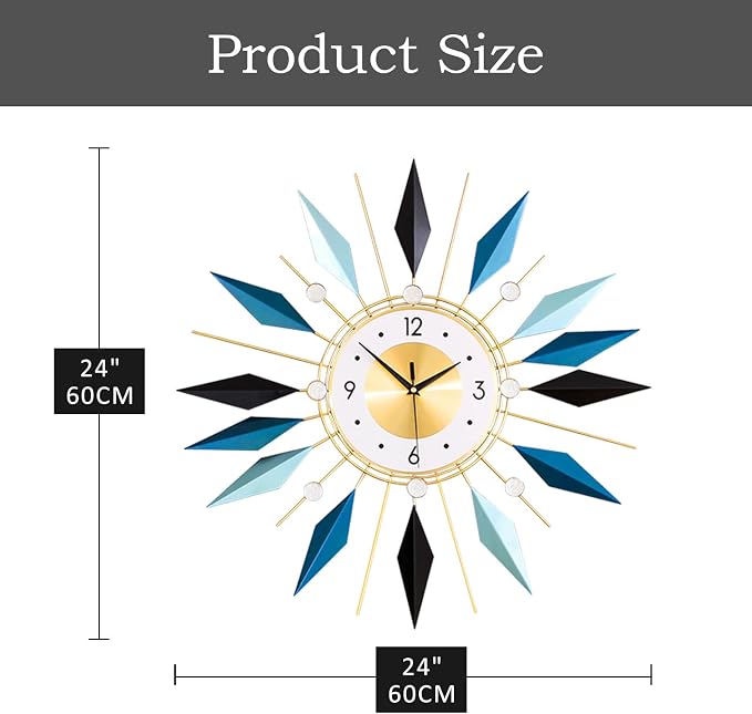 Large Metal Decorative Wall Clocks Silent Non-Ticking, 3D Modern Art Clock Home - Image 5