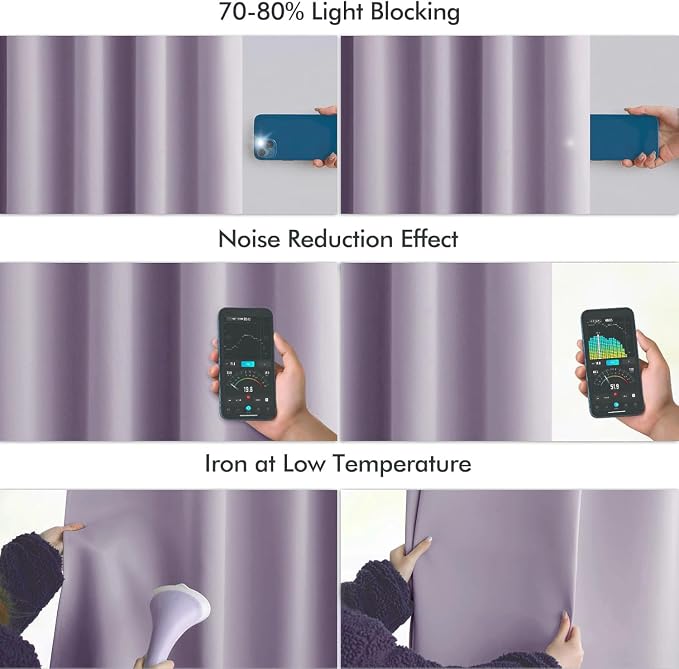 MIULEE Lilac Back Tab Blackout Curtains 63 Inch Length 2 Panels Set - Image 5