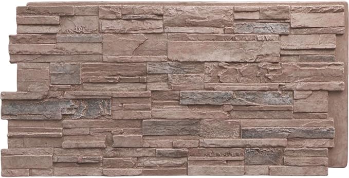 EverStone Cascade Faux Stone Panel, 48 5/8"W x 24 3/4"H x 1 1/4"D, Shasta Color by EkenaMillwork