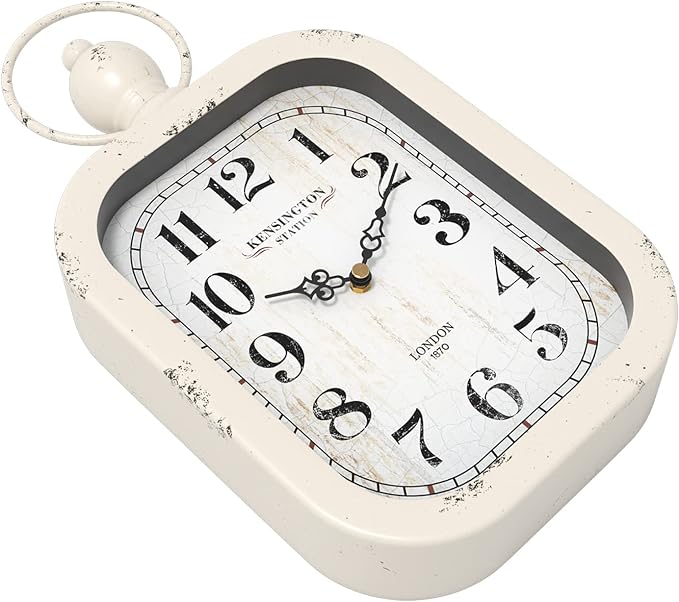 Menterry Small Retro Rectangle Wall Clock, Battery Operated Silent Decor Wall - Image 3