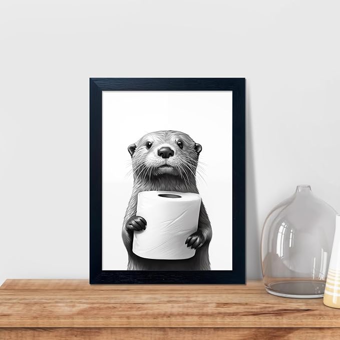 Bathroom Picture Wall Decor, Framed Black and White Bathroom Wall Art, Toilet - Image 2