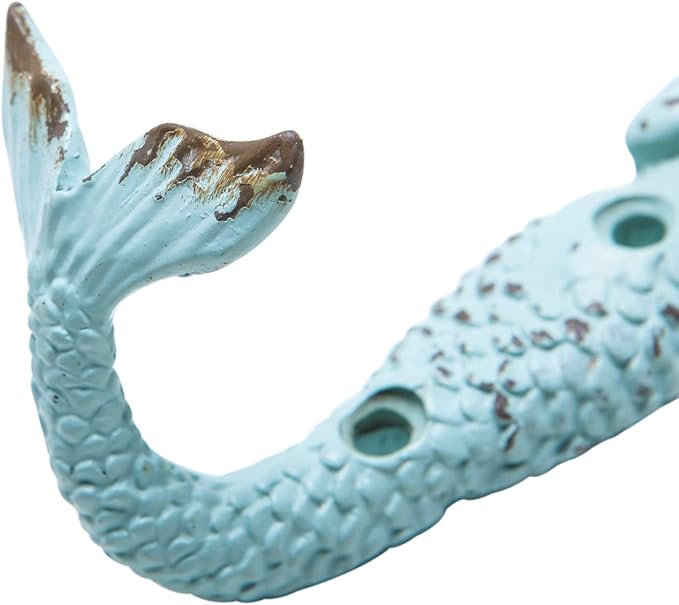 SOFFEE DESIGN 4pcs Mermaid Shape Metal Wall Coat Hooks, Beach Decoration Wall - Image 8