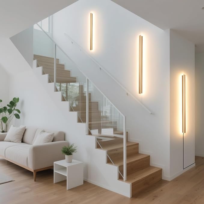 KELUOLY Modern Plug in Wall Lights, 31.4 inch Frosted Gold LED Long Wall Sconce - Image 5