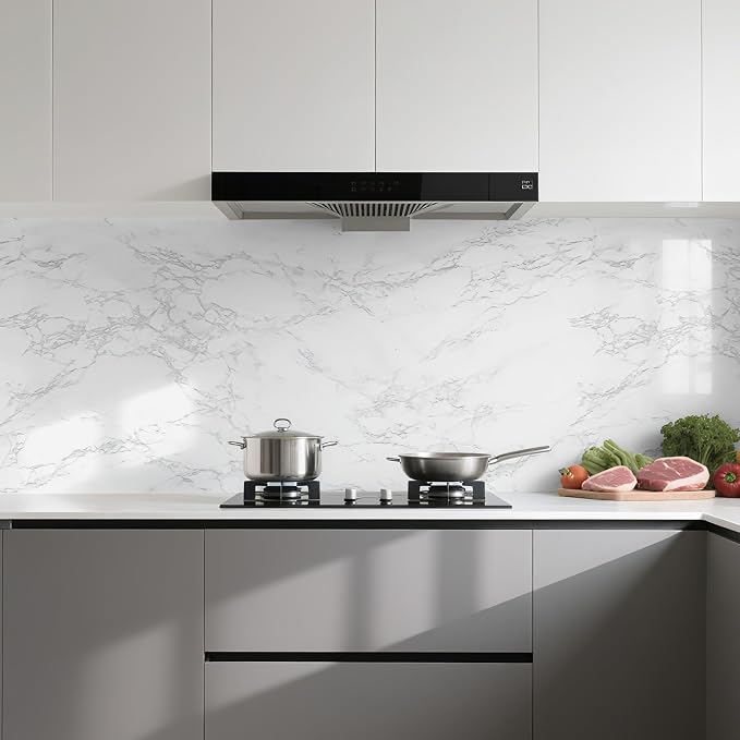 practicalWs Marble Wallpaper Granite White and Gray Wall Paper Roll 47.2" x - Image 5