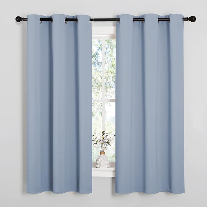 NICETOWN Vintage Blue Blackout Curtains 54 inches Length by NICETOWN