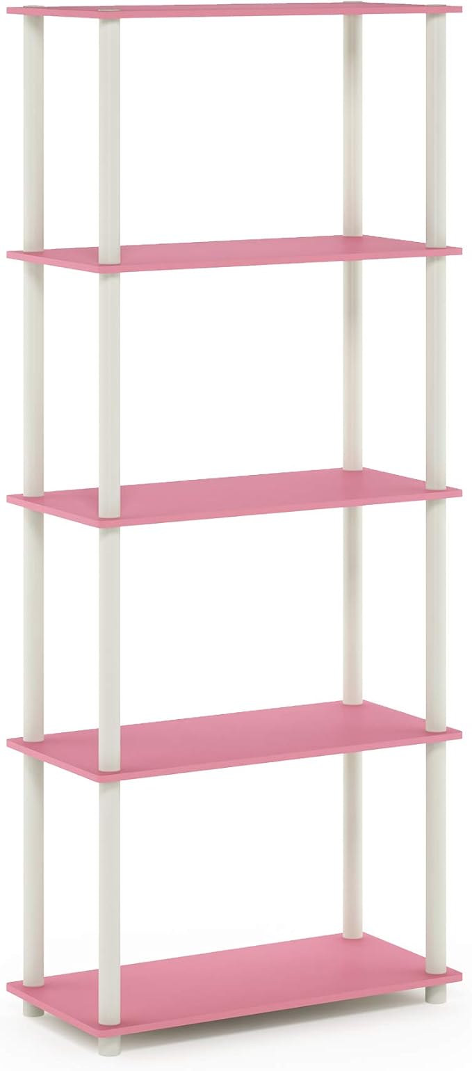 Furinno TURN-N-TUBE Storage Shelves, 5-Tier Book Shelf, Corner Shelf, Toolless - Image 5