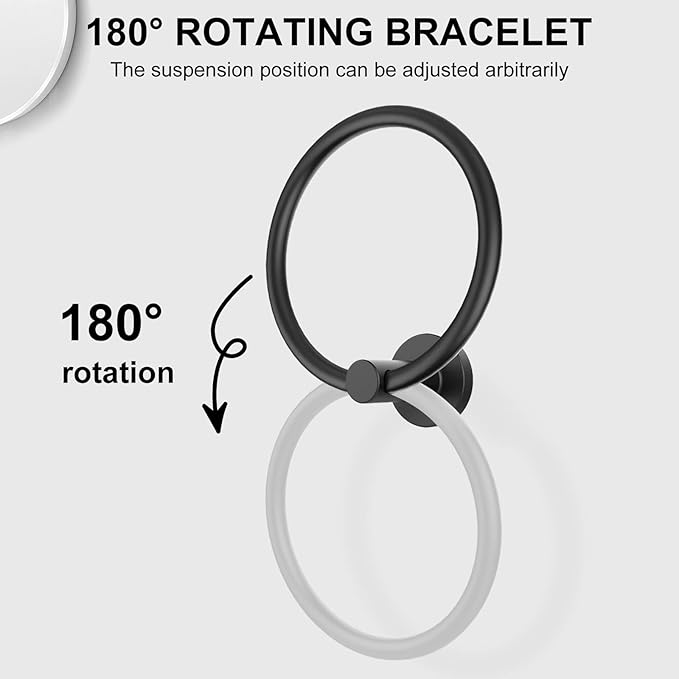 SetSail Towel Holder for Bathroom Wall Matte Black Towel Ring Stainless Steel - Image 3