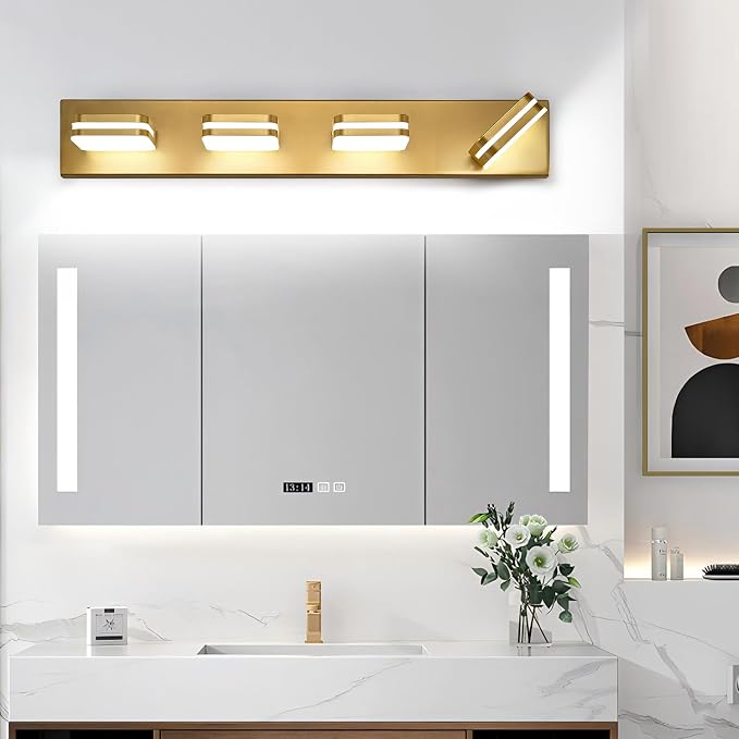 360° Rotate LED Bathroom Vanity Light Fixtures, 1600LM Acrylic Gold Vanity - Image 8