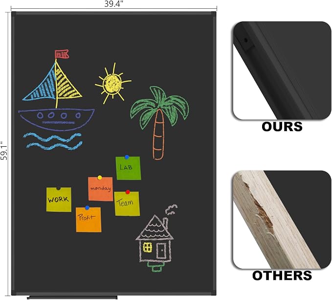Lockways Magnetic Chalkboard 60 x 40 Inches, Aluminum Frame Large Blackboard - Image 2