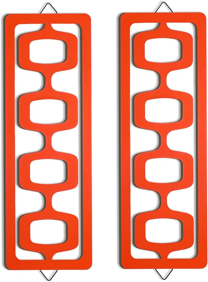 CroBlissful 2 Pcs Mid Century Modern Wall Art Wood Mid Century Elegance Decor by CroBlissful