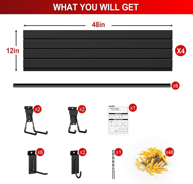 4'H x 4'W Slatwall Panel Garage Wall Organizer - Image 3