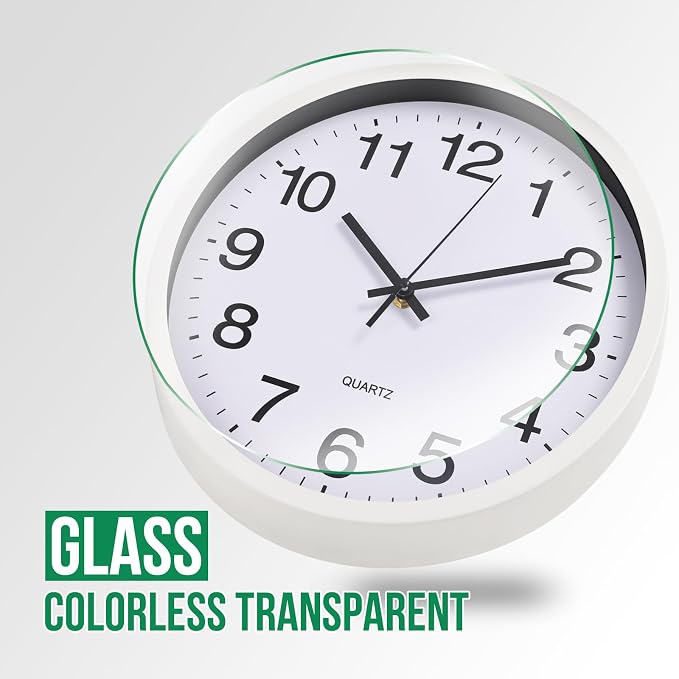 Wall Clock 12 Inch Metal Finish Silent Non Ticking Indoor Clock Round Battery - Image 5