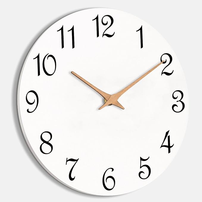 Mosewa Wall Clock White Silent Non Ticking Battery Operated Simple Minimalist - Image 5