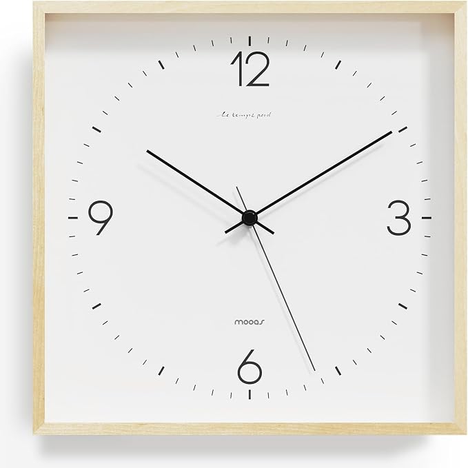 mooas Wooden Frame Flatwood Wall Clock by mooas