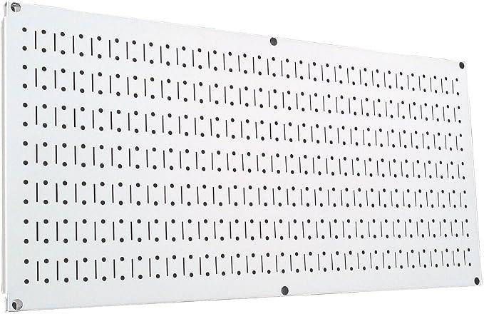 Wall Control Pegboard 16in x 32in Horizontal White Metal Pegboard Tool Board by Wall+Control