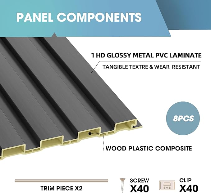 OUZUGIE WPC Acoustic Slat Wall Paneling, Living Room, TV Background, Study Room - Image 4