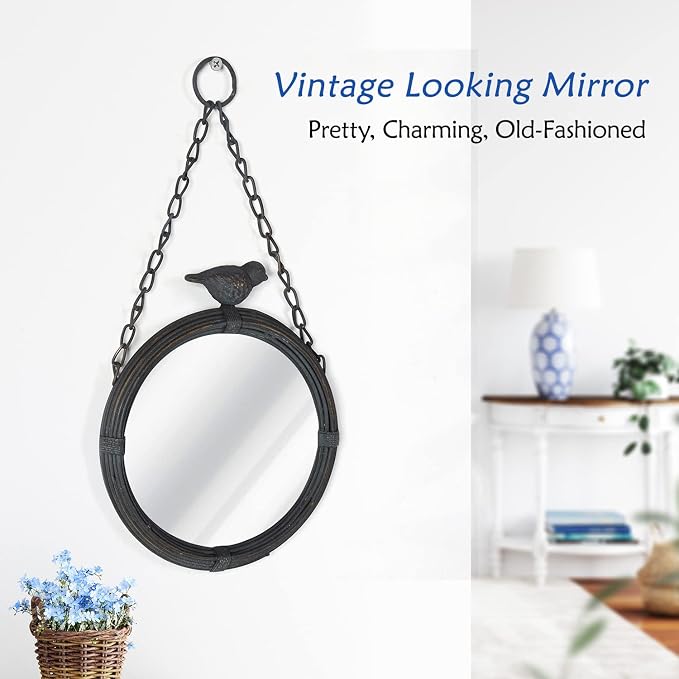 NIKKY HOME Shabby Chic Small Wall Mirrors Decor Decorative Metal Framed Hanging - Image 7