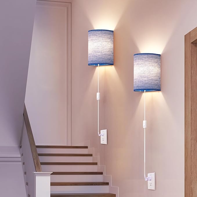 Plug in Wall Sconces Set of Two: Wall Lights - Image 7