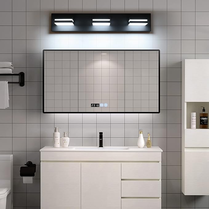 SineRise LED Modern Bathroom Vanity Light Fixtures, Dimmable Matte Black Modern - Image 5